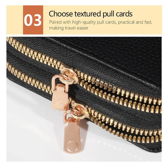 Stylish women’s short purse with lychee pattern, secure zipper, roomy card slots, and coin pocket for everyday use - WAREHOUSE SHOP
