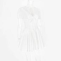 Talenza Printed V - Neck Short Sleeve Mini Dress Women's Summer Sexy Floral Pleated Party A - Line Dress High Waist Slim Mini Dress - WAREHOUSE SHOP