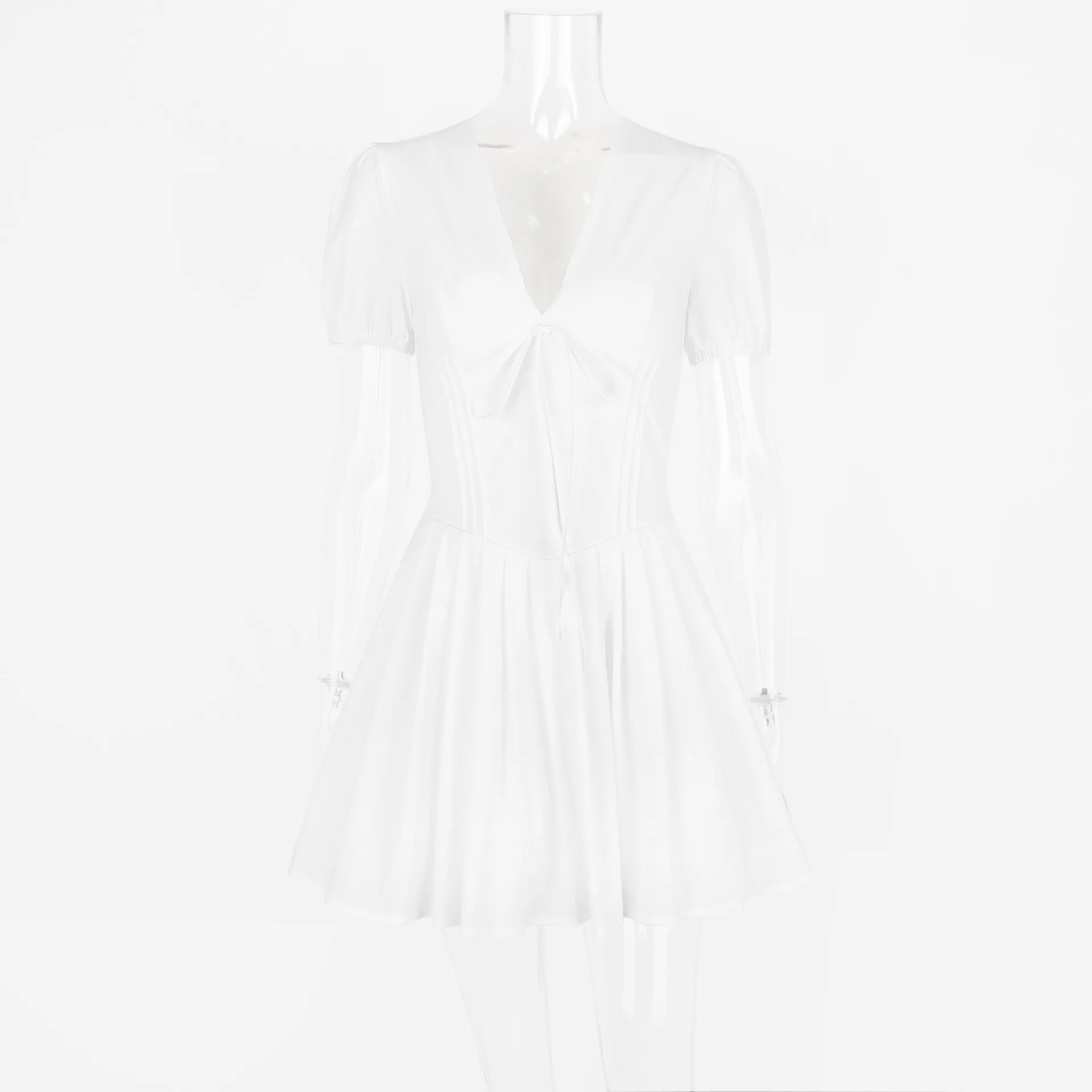 Talenza Printed V - Neck Short Sleeve Mini Dress Women's Summer Sexy Floral Pleated Party A - Line Dress High Waist Slim Mini Dress - WAREHOUSE SHOP