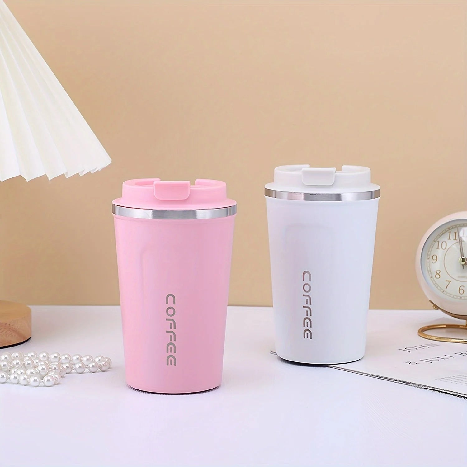 Thermo Cafe Car Thermos Mug for Tea Water Coffee Leak_Proof Travel Thermo Cup Coffee Mug 380/510ML Double Stainless Steel - WAREHOUSE SHOP