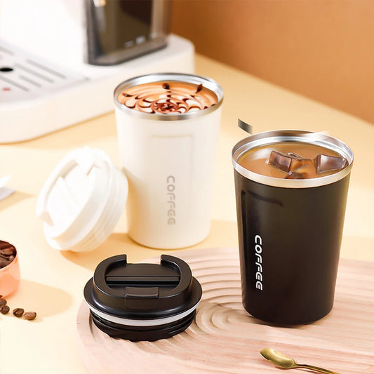 Thermo Cafe Car Thermos Mug for Tea Water Coffee Leak_Proof Travel Thermo Cup Coffee Mug 380/510ML Double Stainless Steel - WAREHOUSE SHOP