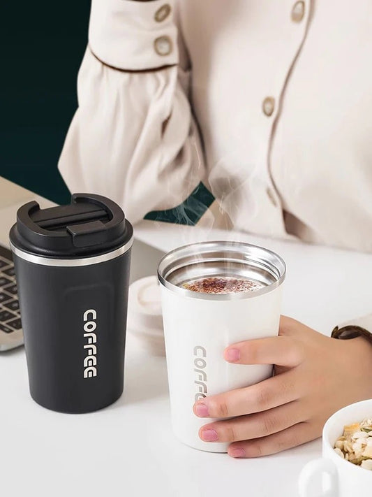 Thermo Cafe Car Thermos Mug for Tea Water Coffee Leak_Proof Travel Thermo Cup Coffee Mug 380/510ML Double Stainless Steel - WAREHOUSE SHOP