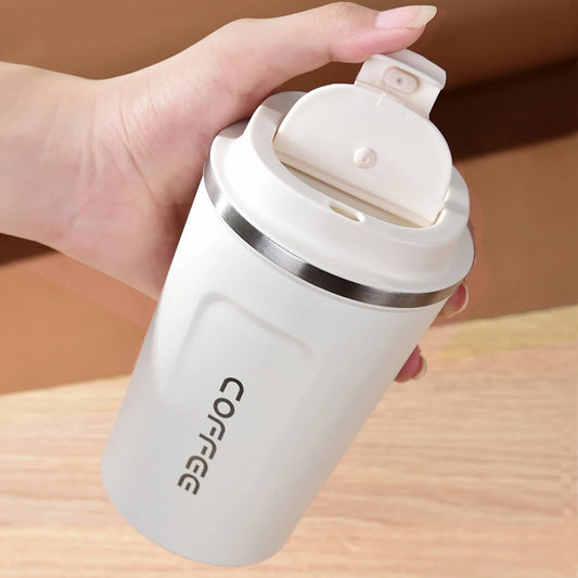 Thermo Cafe Car Thermos Mug for Tea Water Coffee Leak_Proof Travel Thermo Cup Coffee Mug 380/510ML Double Stainless Steel - WAREHOUSE SHOP