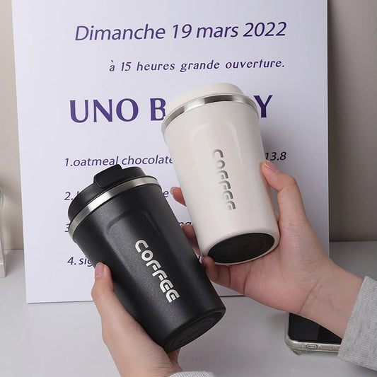 Thermo Cafe Car Thermos Mug for Tea Water Coffee Leak_Proof Travel Thermo Cup Coffee Mug 380/510ML Double Stainless Steel - WAREHOUSE SHOP