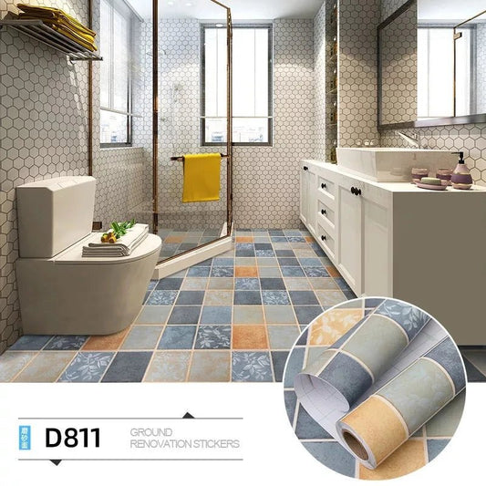 Thick Waterproof Floor Stickers – Self - Adhesive Non - Slip PVC for Bathroom & Kitchen - WAREHOUSE SHOP
