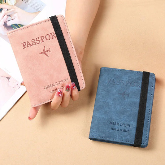 Travel passport wallet made of PU leather, featuring multiple card slots, secure holder for documents, and lightweight hand - carry design. - WAREHOUSE SHOP