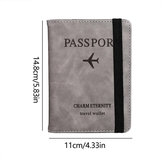 Travel passport wallet made of PU leather, featuring multiple card slots, secure holder for documents, and lightweight hand - carry design. - WAREHOUSE SHOP