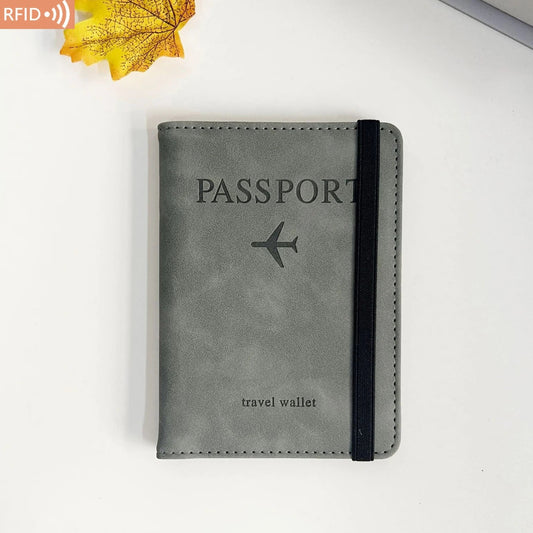 Travel passport wallet made of PU leather, featuring multiple card slots, secure holder for documents, and lightweight hand - carry design. - WAREHOUSE SHOP