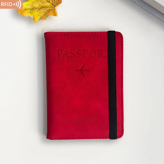 Travel passport wallet made of PU leather, featuring multiple card slots, secure holder for documents, and lightweight hand - carry design. - WAREHOUSE SHOP
