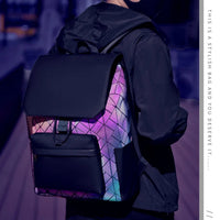 Trendy Brand Backpack Men's Bag Rhombus Laser Reflective Student School Bag Large Capacity Commuter Computer Bag - WAREHOUSE SHOP