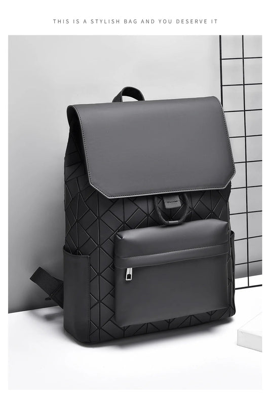 Trendy Brand Backpack Men's Bag Rhombus Laser Reflective Student School Bag Large Capacity Commuter Computer Bag - WAREHOUSE SHOP