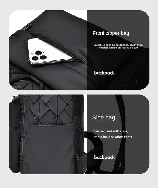 Trendy Brand Backpack Men's Bag Rhombus Laser Reflective Student School Bag Large Capacity Commuter Computer Bag - WAREHOUSE SHOP