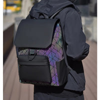 Trendy Brand Backpack Men's Bag Rhombus Laser Reflective Student School Bag Large Capacity Commuter Computer Bag - WAREHOUSE SHOP