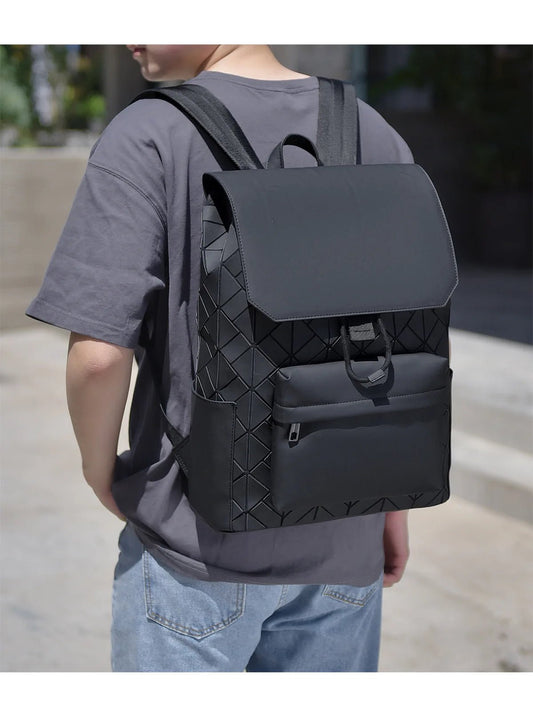 Trendy Brand Backpack Men's Bag Rhombus Laser Reflective Student School Bag Large Capacity Commuter Computer Bag - WAREHOUSE SHOP
