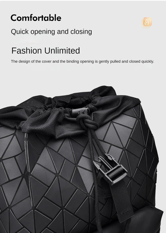 Trendy Brand Backpack Men's Bag Rhombus Laser Reflective Student School Bag Large Capacity Commuter Computer Bag - WAREHOUSE SHOP