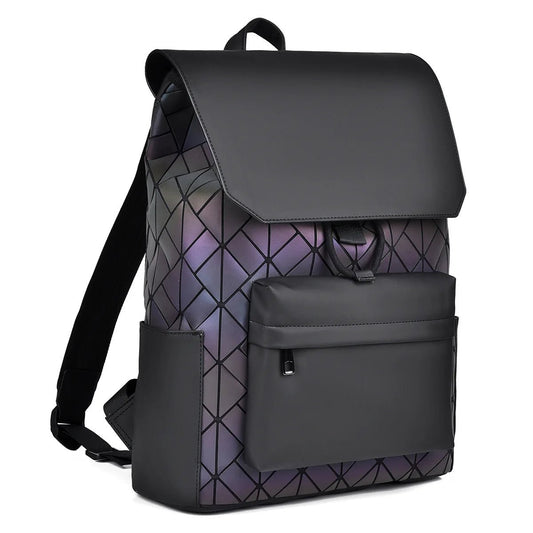 Trendy Brand Backpack Men's Bag Rhombus Laser Reflective Student School Bag Large Capacity Commuter Computer Bag - WAREHOUSE SHOP