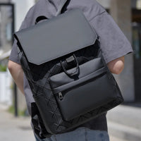 Trendy Brand Backpack Men's Bag Rhombus Laser Reflective Student School Bag Large Capacity Commuter Computer Bag - WAREHOUSE SHOP