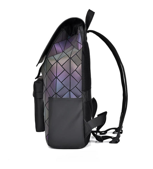 Trendy Brand Backpack Men's Bag Rhombus Laser Reflective Student School Bag Large Capacity Commuter Computer Bag - WAREHOUSE SHOP