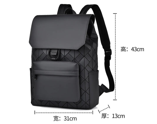 Trendy Brand Backpack Men's Bag Rhombus Laser Reflective Student School Bag Large Capacity Commuter Computer Bag - WAREHOUSE SHOP