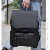 Trendy Brand Backpack Men's Bag Rhombus Laser Reflective Student School Bag Large Capacity Commuter Computer Bag - WAREHOUSE SHOP