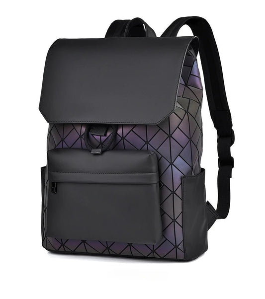 Trendy Brand Backpack Men's Bag Rhombus Laser Reflective Student School Bag Large Capacity Commuter Computer Bag - WAREHOUSE SHOP