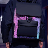 Trendy Brand Backpack Men's Bag Rhombus Laser Reflective Student School Bag Large Capacity Commuter Computer Bag - WAREHOUSE SHOP