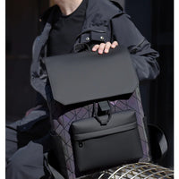 Trendy Brand Backpack Men's Bag Rhombus Laser Reflective Student School Bag Large Capacity Commuter Computer Bag - WAREHOUSE SHOP