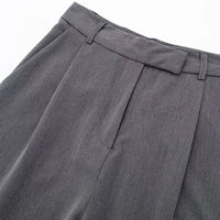 TRZA Women Fashion With Darts Front Pockets Wide Leg Pants Vintage High Waist Zipper Fly Female Trousers Mujer - WAREHOUSE SHOP