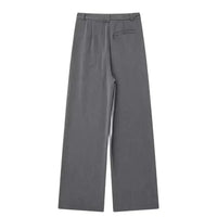 TRZA Women Fashion With Darts Front Pockets Wide Leg Pants Vintage High Waist Zipper Fly Female Trousers Mujer - WAREHOUSE SHOP