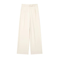 TRZA Women Fashion With Darts Front Pockets Wide Leg Pants Vintage High Waist Zipper Fly Female Trousers Mujer - WAREHOUSE SHOP