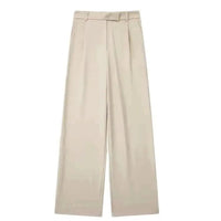 TRZA Women Fashion With Darts Front Pockets Wide Leg Pants Vintage High Waist Zipper Fly Female Trousers Mujer - WAREHOUSE SHOP