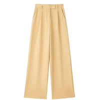 TRZA Women Fashion With Darts Front Pockets Wide Leg Pants Vintage High Waist Zipper Fly Female Trousers Mujer - WAREHOUSE SHOP
