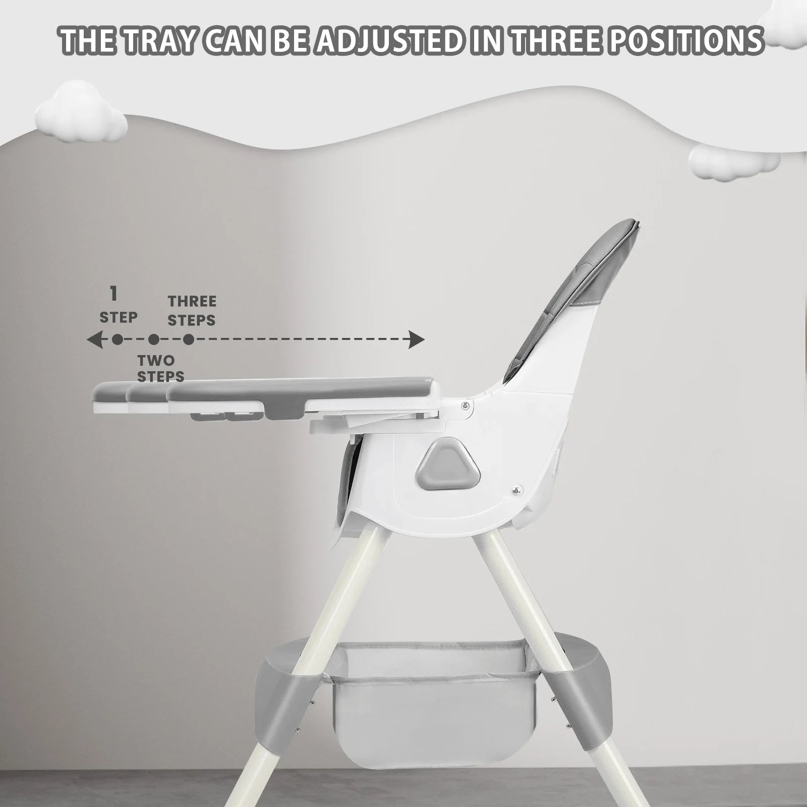 UBRAVOO Foldable Baby High Chair 6 Months Plus, with Large Antislip Pad & ToyRack, Easy to Clean Feeding , E500 - WAREHOUSE SHOP