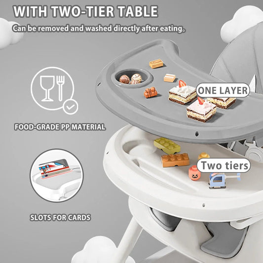 UBRAVOO Foldable Baby High Chair 6 Months Plus, with Large Antislip Pad & ToyRack, Easy to Clean Feeding , E500 - WAREHOUSE SHOP