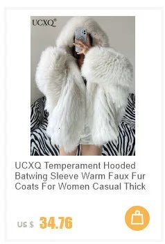 UCXQ elegant women’s faux fur winter coat with lapel collar, soft warm fabric, and loose casual silhouette - WAREHOUSE SHOP