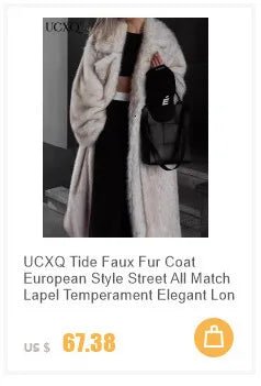 UCXQ elegant women’s faux fur winter coat with lapel collar, soft warm fabric, and loose casual silhouette - WAREHOUSE SHOP