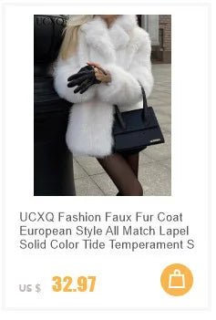 UCXQ elegant women’s faux fur winter coat with lapel collar, soft warm fabric, and loose casual silhouette - WAREHOUSE SHOP