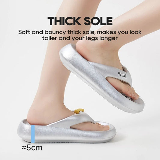 UTUNE Women's Thick Sole Flip Flops - Platform Summer Sandals with Arch Support, Non - Slip Comfortable Beach Slippers Lightweight - WAREHOUSE SHOP