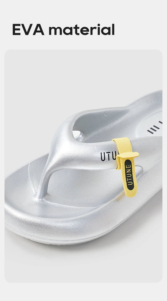 UTUNE Women's Thick Sole Flip Flops - Platform Summer Sandals with Arch Support, Non - Slip Comfortable Beach Slippers Lightweight - WAREHOUSE SHOP