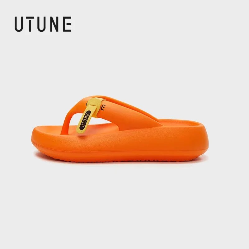 UTUNE Women's Thick Sole Flip Flops - Platform Summer Sandals with Arch Support, Non - Slip Comfortable Beach Slippers Lightweight - WAREHOUSE SHOP