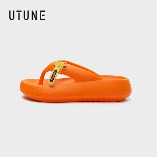 UTUNE Women's Thick Sole Flip Flops - Platform Summer Sandals with Arch Support, Non - Slip Comfortable Beach Slippers Lightweight - WAREHOUSE SHOP