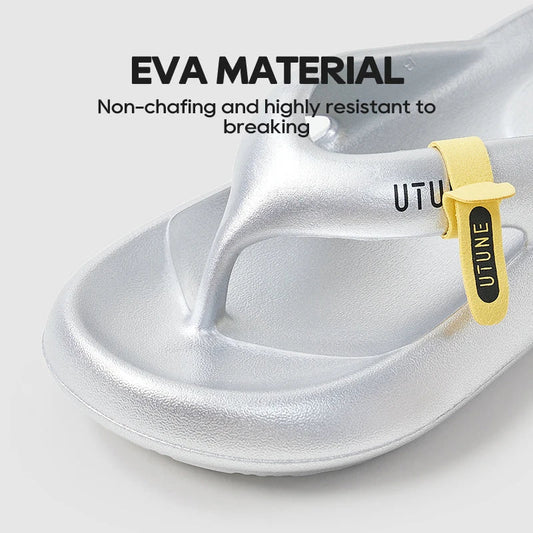 UTUNE Women's Thick Sole Flip Flops - Platform Summer Sandals with Arch Support, Non - Slip Comfortable Beach Slippers Lightweight - WAREHOUSE SHOP