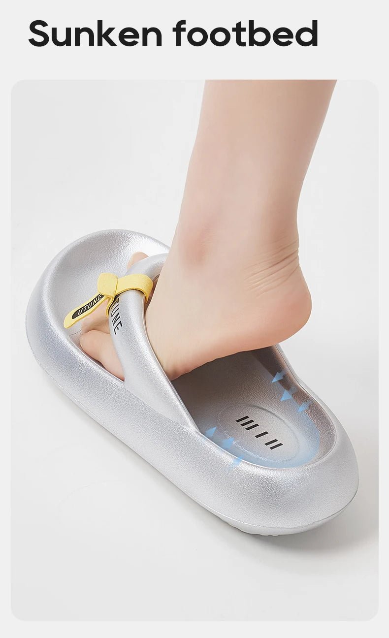 UTUNE Women's Thick Sole Flip Flops - Platform Summer Sandals with Arch Support, Non - Slip Comfortable Beach Slippers Lightweight - WAREHOUSE SHOP
