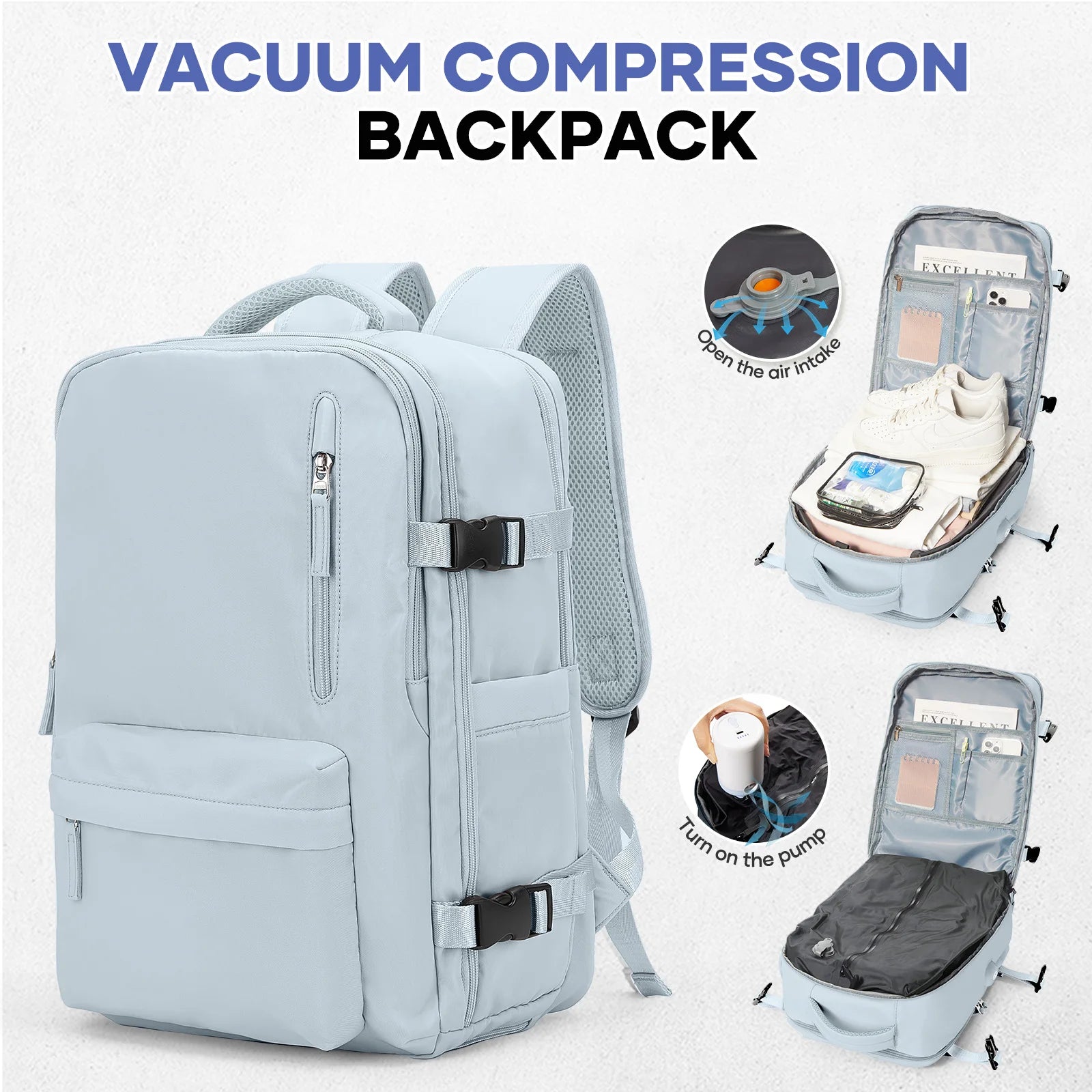 Vacuum Compression Travel Backpack – Large Capacity Foldable Hiking & Laptop Bag - WAREHOUSE SHOP