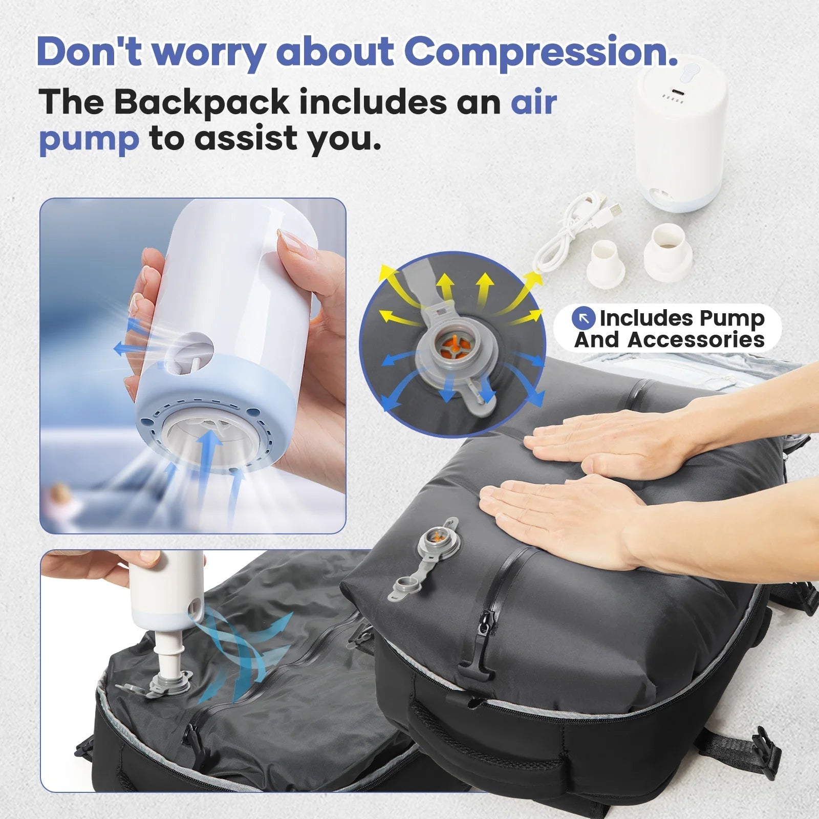 Vacuum Compression Travel Backpack – Large Capacity Foldable Hiking & Laptop Bag - WAREHOUSE SHOP