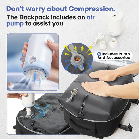Vacuum Compression Travel Backpack – Large Capacity Foldable Hiking & Laptop Bag - WAREHOUSE SHOP