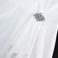 White Graduation Dress V Neck Ruffle Sleeve Bodycon Slit Midi Dress Elegant Fitted Summer Outfits for Women - WAREHOUSE SHOP