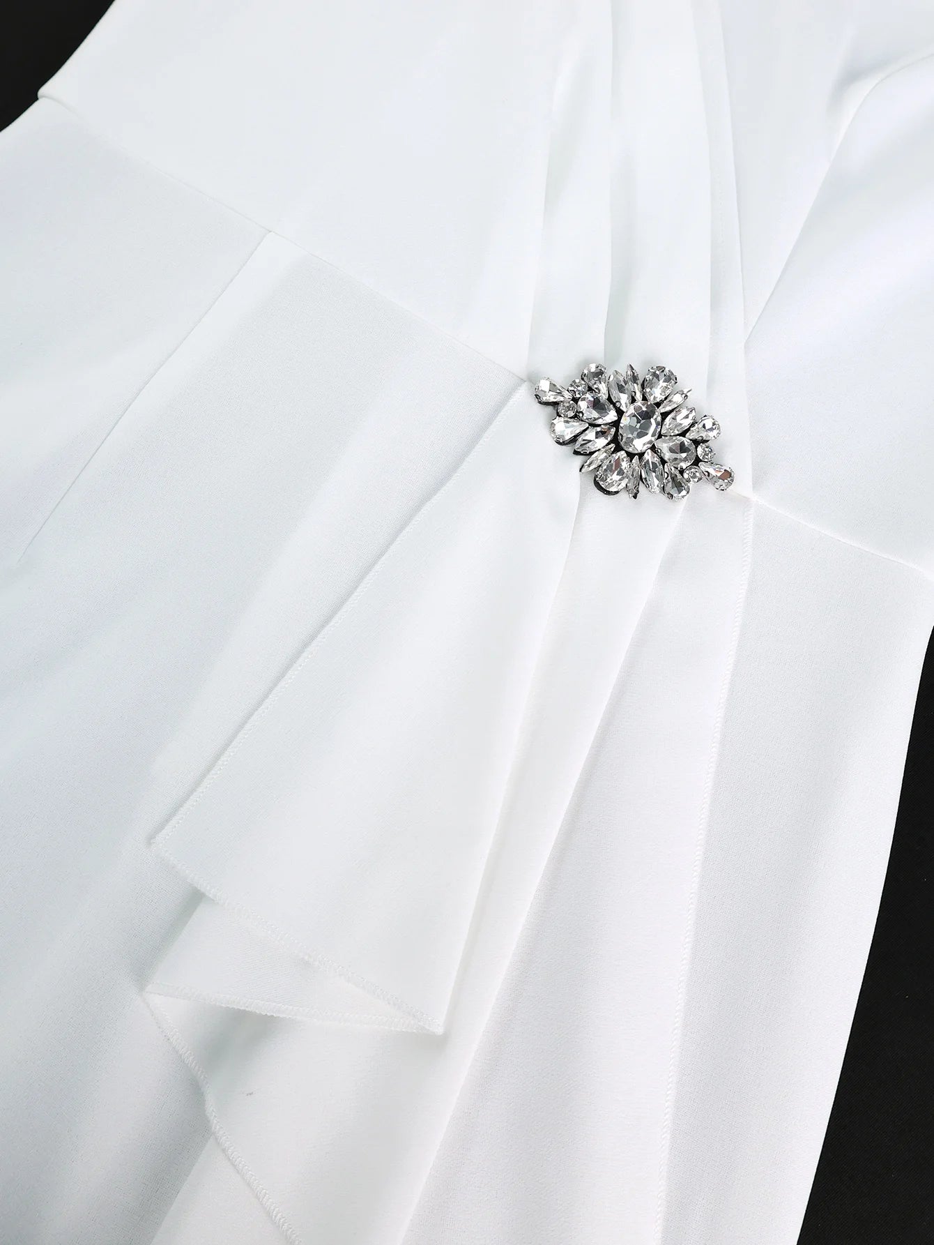 White Graduation Dress V Neck Ruffle Sleeve Bodycon Slit Midi Dress Elegant Fitted Summer Outfits for Women - WAREHOUSE SHOP