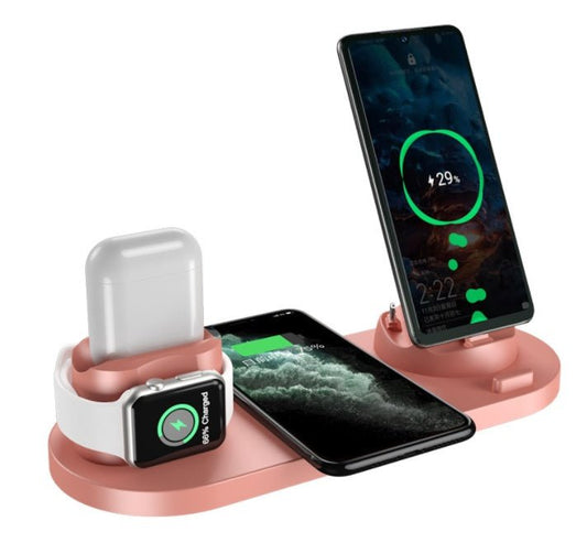 Wireless Charger For IPhone Fast Charger For Phone Fast Charging Pad For Phone Watch 6 In 1 Charging Dock Station - WAREHOUSE SHOP