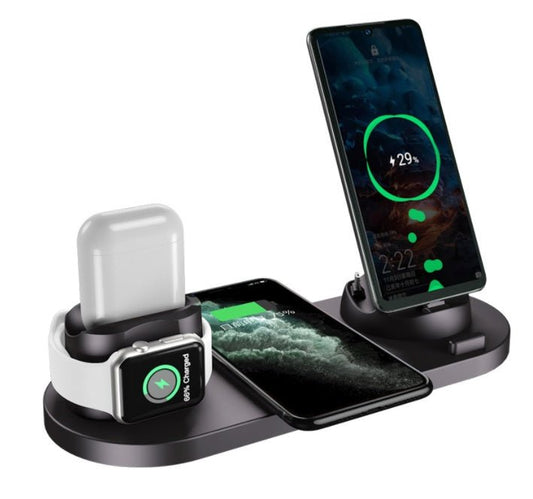 Wireless Charger For IPhone Fast Charger For Phone Fast Charging Pad For Phone Watch 6 In 1 Charging Dock Station - WAREHOUSE SHOP